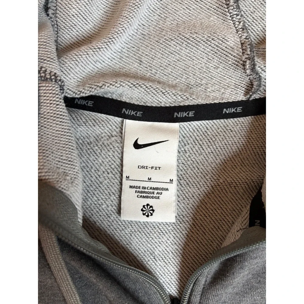 Nike Hoodie Mens Medium Gray Dri-FIT Full Zip Athletic Sweatshirt Training